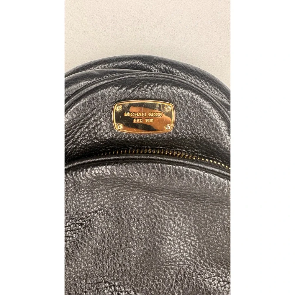 Michael Kors Abby Mini Black Pebbled Leather Backpack Gold Hardware Bag